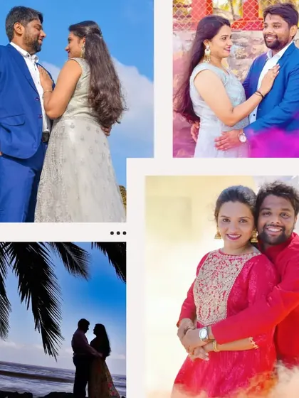 A collage from a pre-wedding shoot, showing how I can combine different poses and locations into one cohesive and beautiful album page.