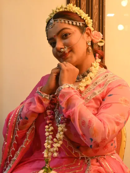 A sweet and devotional pose as Radha. This look was about more than just an outfit; it was about channeling a character and an emotion.