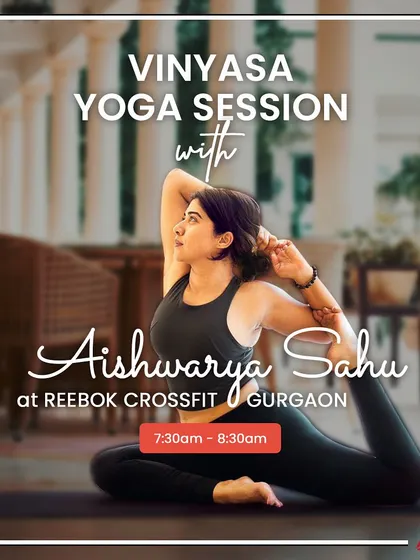 The poster for my Vinyasa Yoga Session at Reebok CrossFit Gurgaon. I designed this class to coordinate dynamic movement with breath, followed by restorative postures to calm the body and mind.