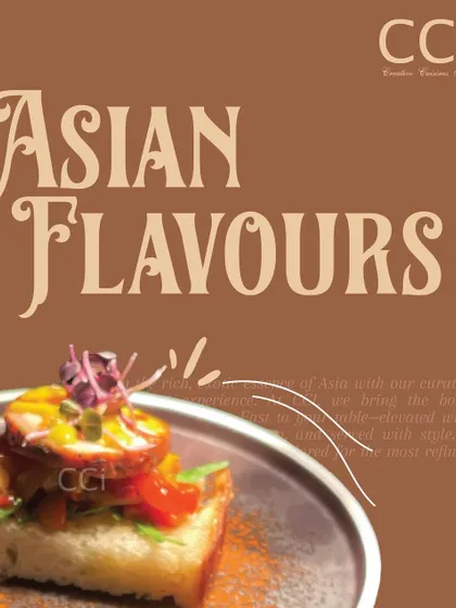 This graphic represents our curated Asian food experience. We bring the bold and comforting flavors of Asia to your event, elevated with our signature style and served with a focus on refined presentation.