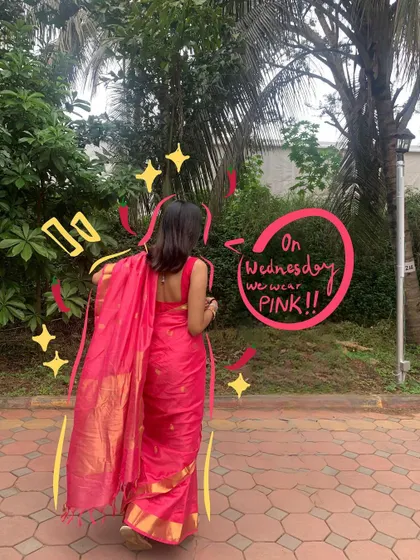 Another shot of my "On Wednesday we wear pink" saree, because it's just that pretty.