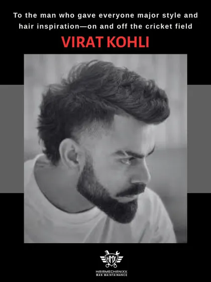 Another look at Virat Kohli's game-changing style. His sharp, confident haircuts have inspired a generation to lead with flair, and we're here to help you achieve that same look.