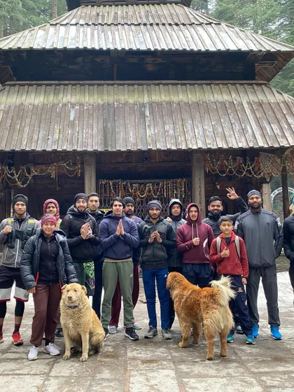 Another group shot at the Hadimba Temple. It's a place of peace and a great spot to visit after a tough morning training session.
