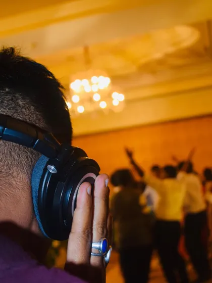Another perspective from behind the headphones. I feel most alive when I am neck-deep in my craft, creating a seamless musical journey.