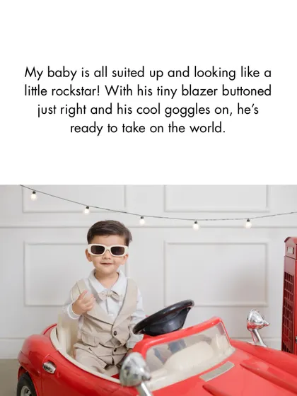 Milestone sessions should be all about personality. This little rockstar is celebrating his birthday in style, complete with cool shades and his own shiny red car. It's all about capturing that fun, spirited energy.