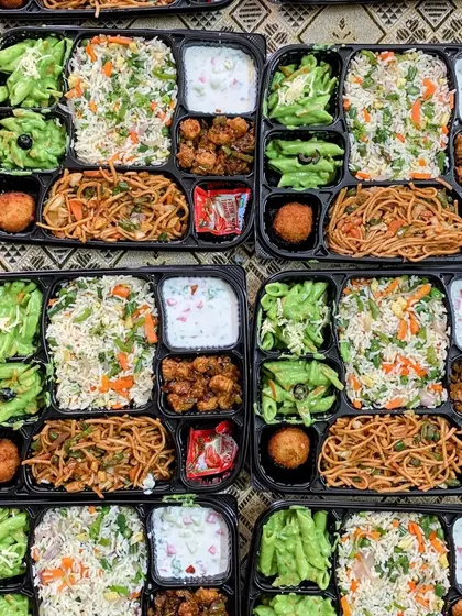 A delicious continental spread for a small get together. The ready to eat meals included Green Sauce Pasta, Veg Hakka Noodles, Veggie Pulao, Babycorn Manchurian, and Cheese Veggie Balls.