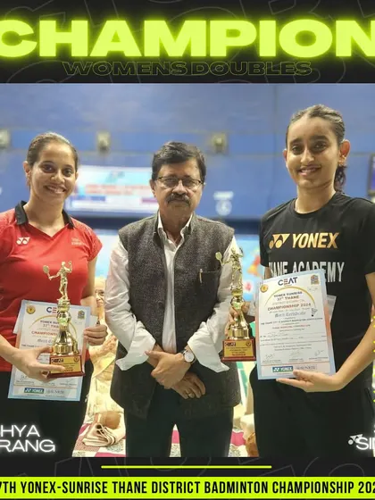 Akshaya Warang and Siya Singh, our Women's Doubles champions at the Thane District Championship.