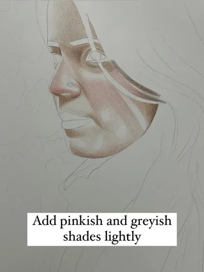 The next step in the tutorial is to lightly add pinkish and greyish shades for the blush and cooler tones of the skin.