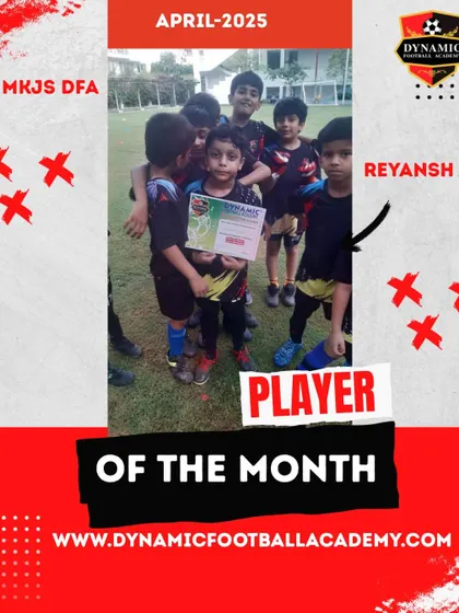 Reyansh, Player of the Month for April 2025, celebrating with his team.