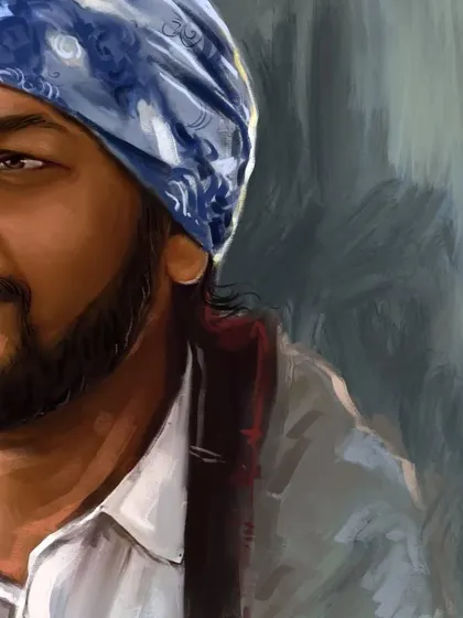 This cropped view highlights the painterly details and color blending on the side profile. My goal is always to make the digital art feel as if it were painted with traditional brushes.