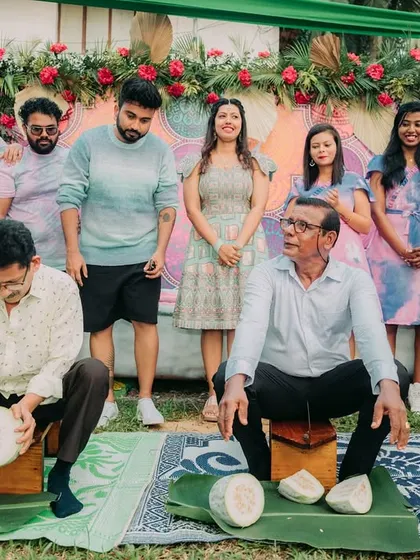 A fun, traditional game being played by the men of the family during the pre-wedding festivities.