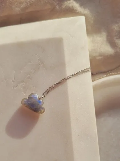 'Harry's cloud of magic', a Labradorite cloud pendant. Labradorite is a stone of magic with powerful meditating vibrations.