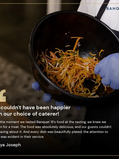 "We couldn't have been happier with our choice of caterer!" From the very first tasting, we aim to impress with delicious food and beautiful plating. We appreciate you noticing the attention to detail, Remya.