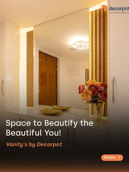 A compact and stylish vanity unit, perfect for a modern bathroom or dressing area. The design includes a large mirror with backlighting and sleek white cabinets for storage.