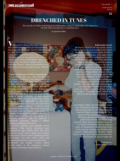 A look at the article spread in 'The Outsiders'. It covers my story from starting on FL Studio during the pandemic to getting my tracks played at Boiler Room.