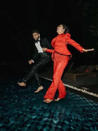 For couples who love spontaneity, we plan celebrations that match their vibe. This after-party ended with a joyful, unplanned jump into the pool, proving that the best memories are often the ones you don't script.