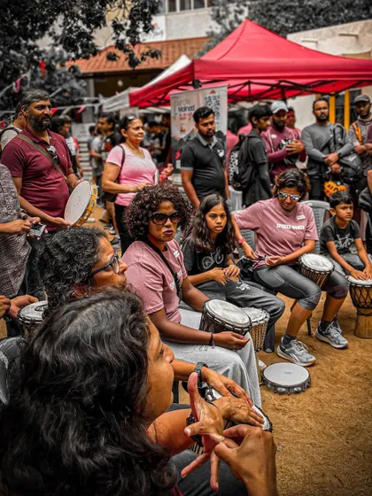 The community drum circle is one of the highlights of our Garage Sale. It’s a space for everyone to join in, feel the beat, and connect through rhythm and shared energy. No experience needed, just good vibes.