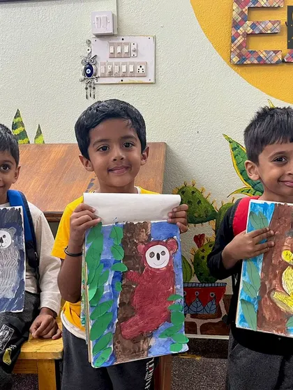 These koala paintings are just adorable! We used a mix of painting and collage to create these, giving the kids a chance to work with different materials in a single project.