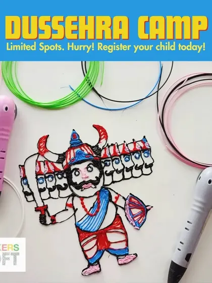 At our Dussehra camp, kids get to doodle Ravana with 3D pens, combining technology with cultural festivities.