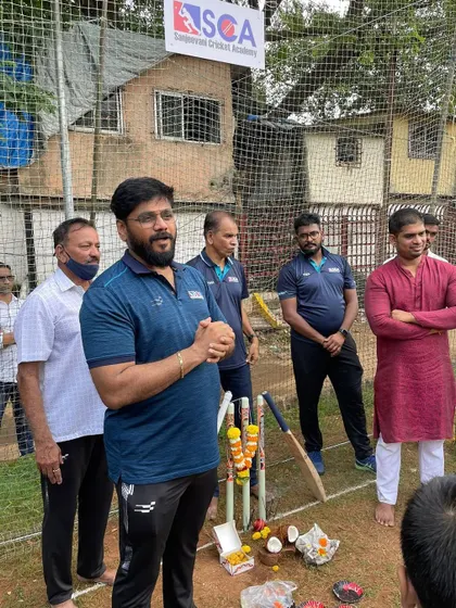 Head coach Satish Samant addressing the players and parents at the start of a new season, setting the tone for the hard work ahead.