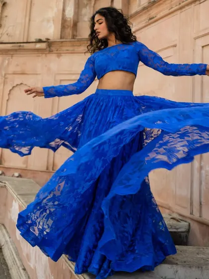 Trust us, these outfits are incredible. This royal blue lehenga is a perfect example of the quality and style we offer.
