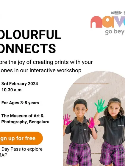 An invitation to our Colourful Connects workshop at the Museum of Art & Photography. I partner with cultural institutions to provide unique, enriching experiences for families.