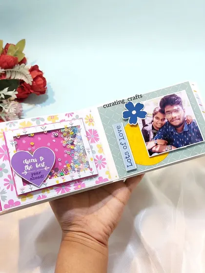 A page from a scrapbook included in a custom shirt box hamper.