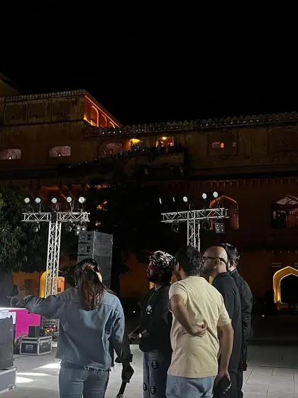 Our team conducting a site check at an outdoor venue for the Khelo India University Games launch. We meticulously plan for all environments, day or night.