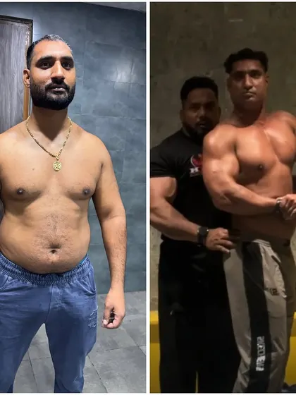 This comparison highlights the muscle gain and improved posture in just 75 days. This is what happens when a client trusts the process and follows the plan.