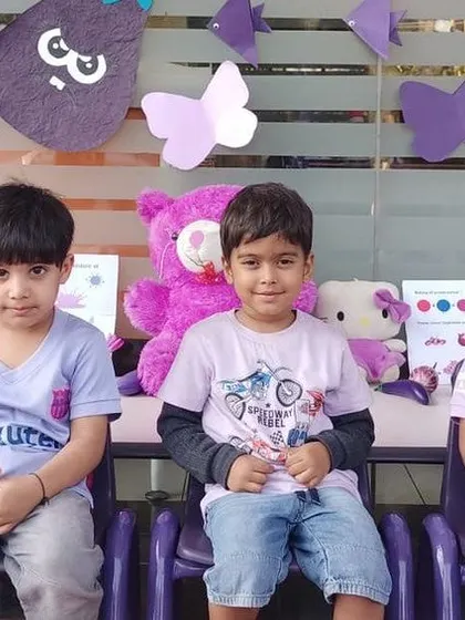 Another group of our youngest learners celebrating Purple Day in their themed outfits.