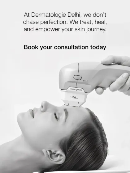 We focus on healing and empowering your skin, not chasing an unrealistic ideal of perfection. This image shows a medical-grade device used in-clinic to treat skin concerns like acne scarring and texture effectively.