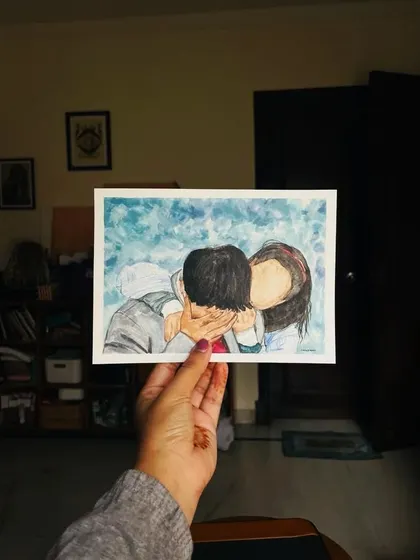 "Is duniya mein sirf do kism ke insaan hain... acche insaan jo accha kaam karte hain aur bure jo bura." A tribute to 'My Name is Khan,' a film full of heart and a simple message. This painting captures the iconic proposal scene.