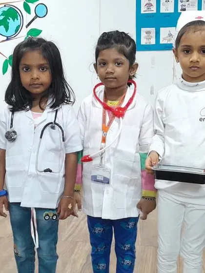 A team of aspiring doctors and nurses, fully equipped with their medical coats and stethoscopes, ready to help the community.