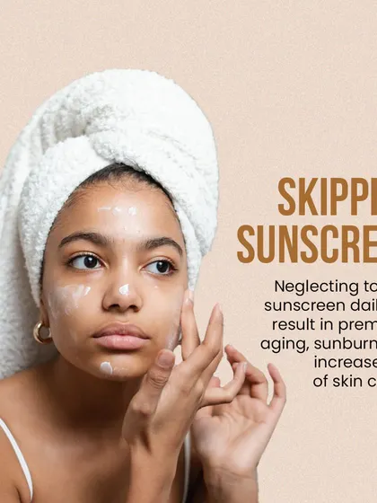 Skipping sunscreen is one of the biggest skincare mistakes. Daily neglect can lead to premature aging, sunburn, and an increased risk of skin cancer.