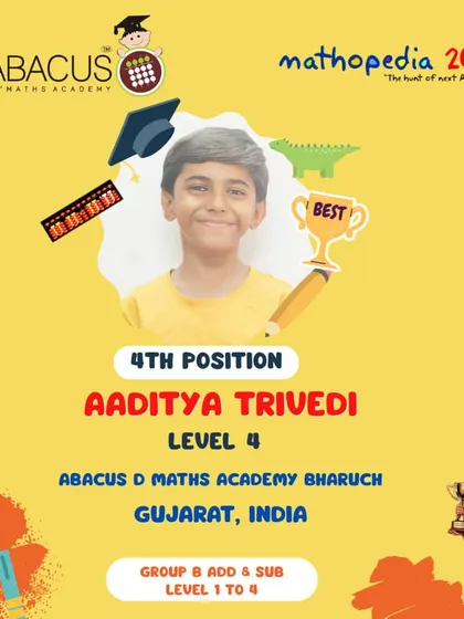 Aaditya Trivedi from Bharuch, Gujarat, another proud 4th Position winner.