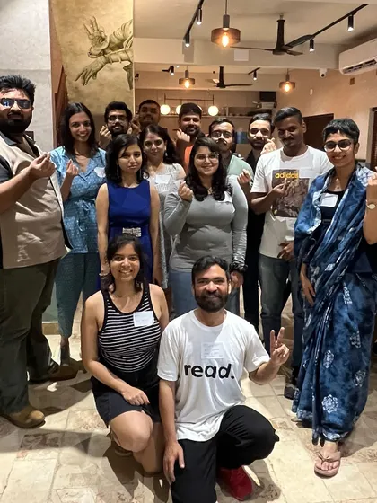 For the book lovers and deep thinkers. A happy group from our 'Blind Date with a Book' event. We create a cozy, introvert-friendly space to connect over shared literary passions.