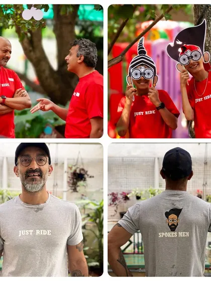 More fun with the Spokes Men crew. Our custom tees are designed to be comfortable and stylish, perfect for a day of supporting the community and having a good time.