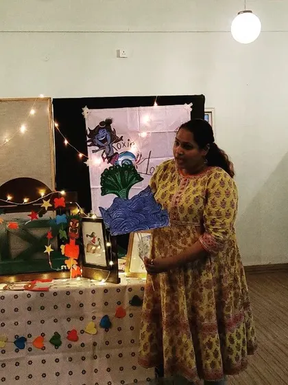 Using a handmade prop to illustrate a part of the story. We believe simple, creative props can spark a child's imagination more than anything else.