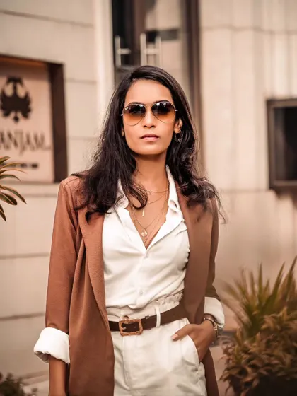 A direct, confident look. This is the focus and determination I bring when I moderate a panel or present a new product.