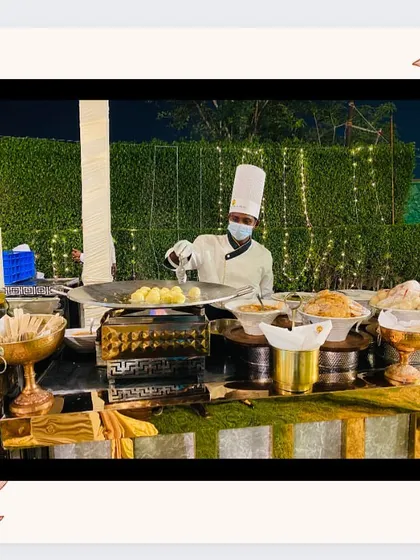 A glimpse of our live Bhalle Papdi chaat counter in action at a grand event. Our chefs are dedicated to serving fresh and delicious food to your guests.