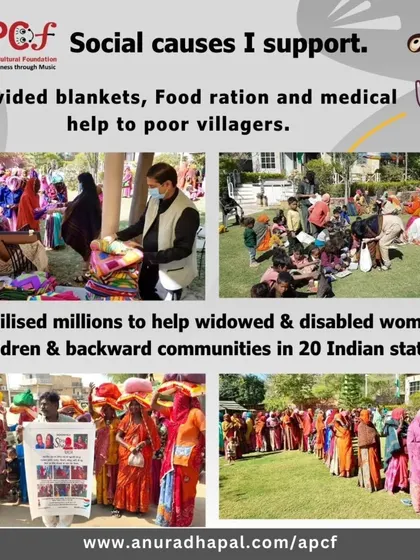 Giving back is central to my mission. APCF has mobilized resources to provide blankets, food rations, and medical help to poor villagers, and has helped widowed and disabled women and children across 20 Indian states.