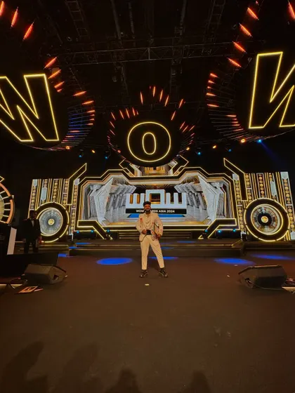 Standing on the magnificent WOW Awards stage.