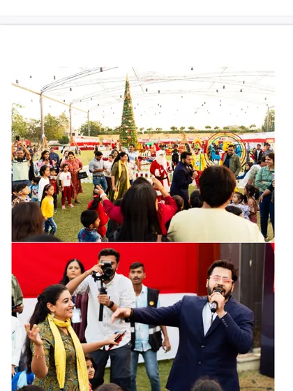 A collage showing the scale of the kids' carnival. From interacting with Santa to addressing the crowd, I'm involved in every aspect to ensure a seamless flow of fun.