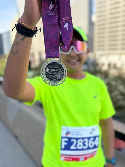 Another shot of the finisher's medal. Each client's success is a shared victory. We set ambitious goals and then we put in the work to make them happen.