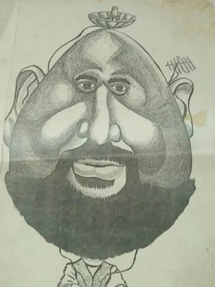 A caricature of the multi-talented Pritish Nandy that I drew over thirty years ago for a contest. He was a giant in Indian media, and I created this piece when his influence was at its peak, both on Doordarshan and the newly launched private channels.