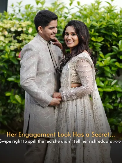 Her engagement look has a secret, and it's a smart one. This couple's coordinated outfits are a testament to how renting can help you achieve a flawless look without the high cost.