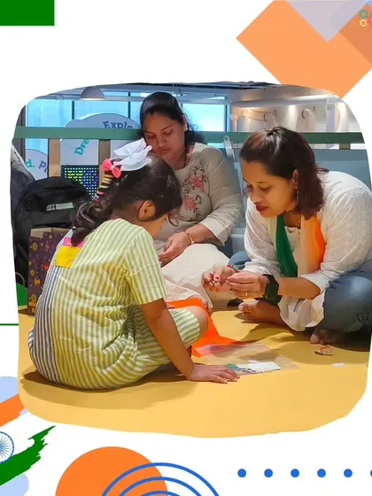 A parent helps their child during our Republic Day workshop. These sessions are a great opportunity for family bonding while learning about the flow of electricity together.