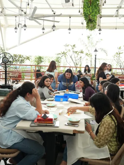 Our instructor guiding a group during the Meesho corporate event. We ensure a supportive and encouraging environment for all participants.