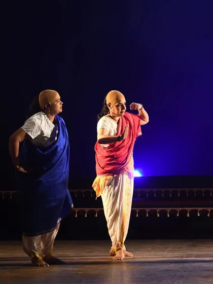 Performing a scene from 'Karunada Vaibhava.' My training under my gurus has been foundational to my work in both performance and choreography.