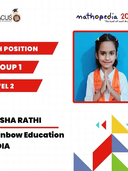 Prisha Rathi from Rainbow Education, who achieved 6th Position.